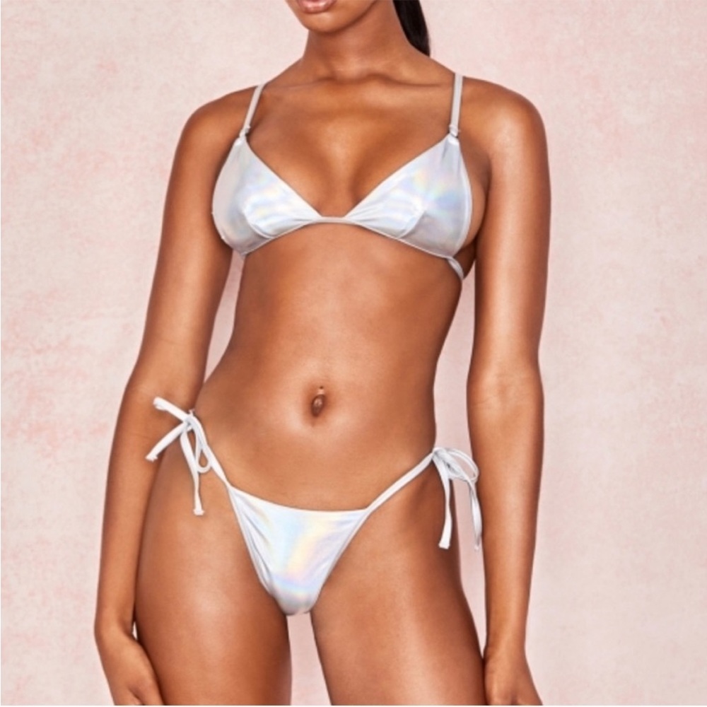 House of cb silver holographic bikini